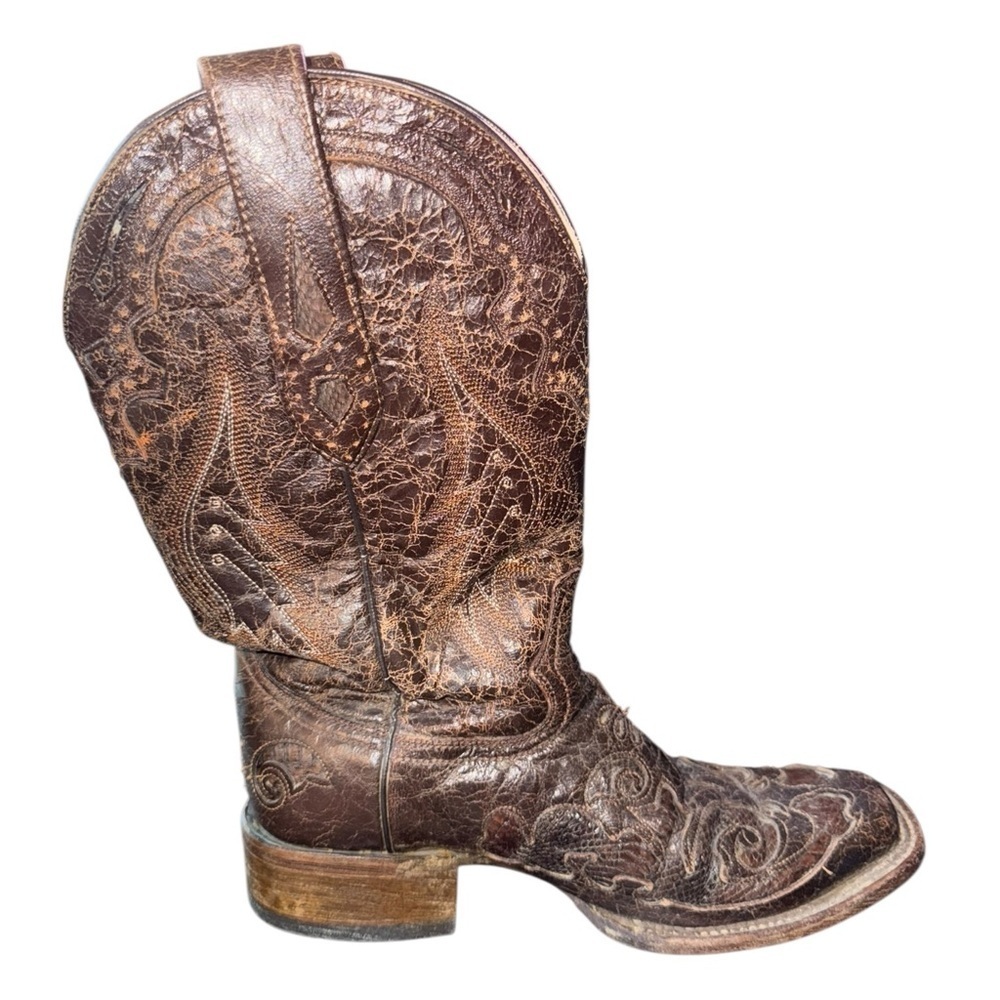 Corral Python Inlay Square Toe Western Boots Size… - image 4